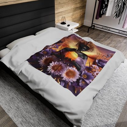 Celestial Goddess Velveteen Plush Blanket - Cozy Art for Meditation & Comfort