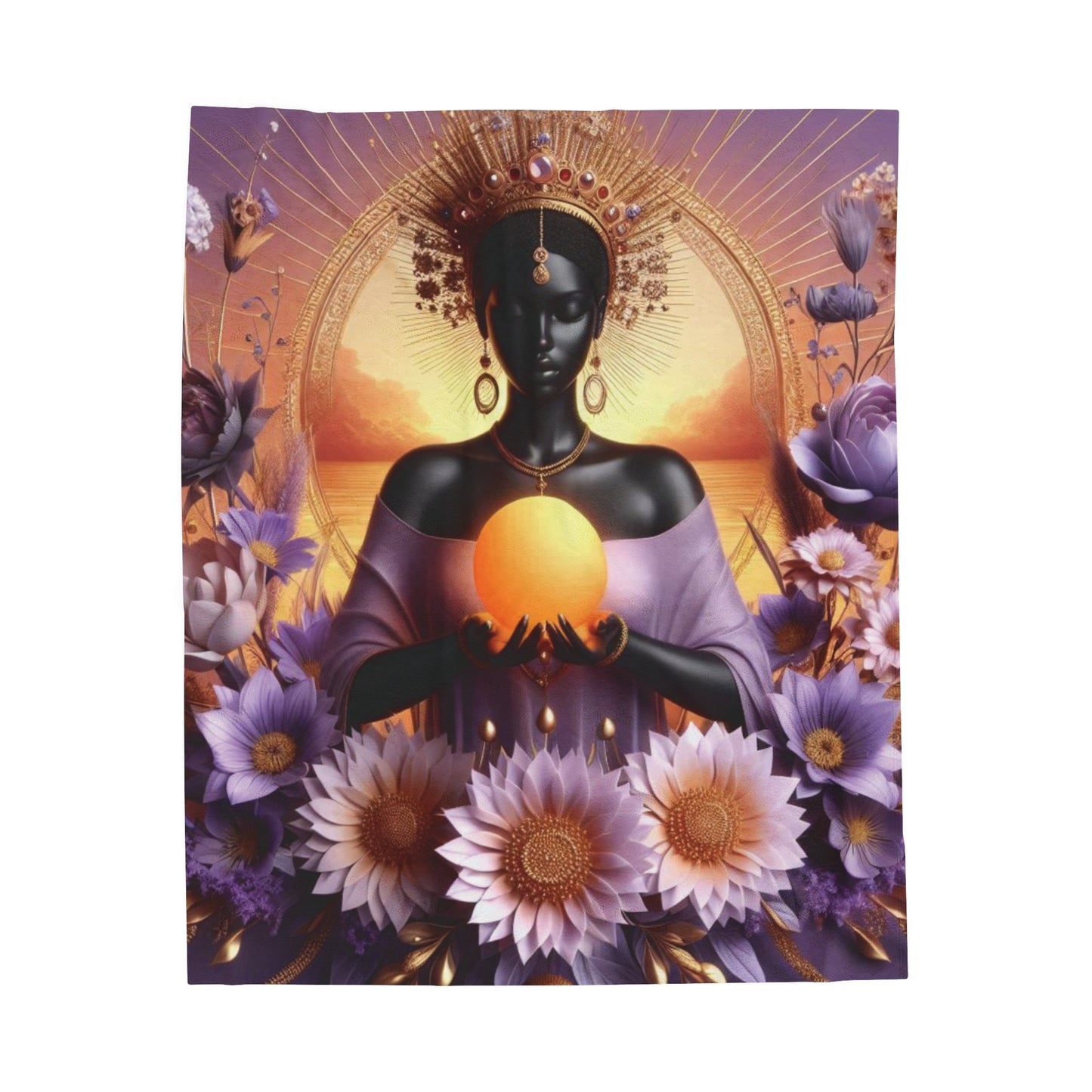 Celestial Goddess Velveteen Plush Blanket - Cozy Art for Meditation & Comfort