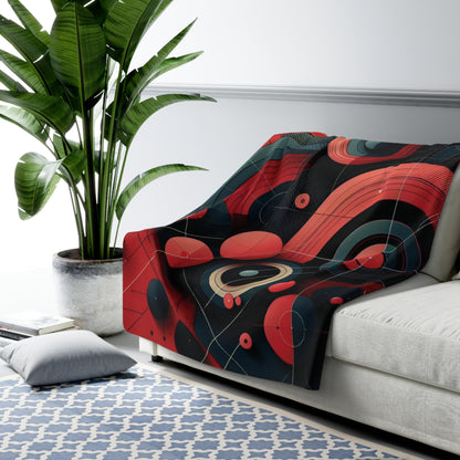 Abstract Geometric Sherpa Fleece Blanket - Cozy Modern Decor for Home