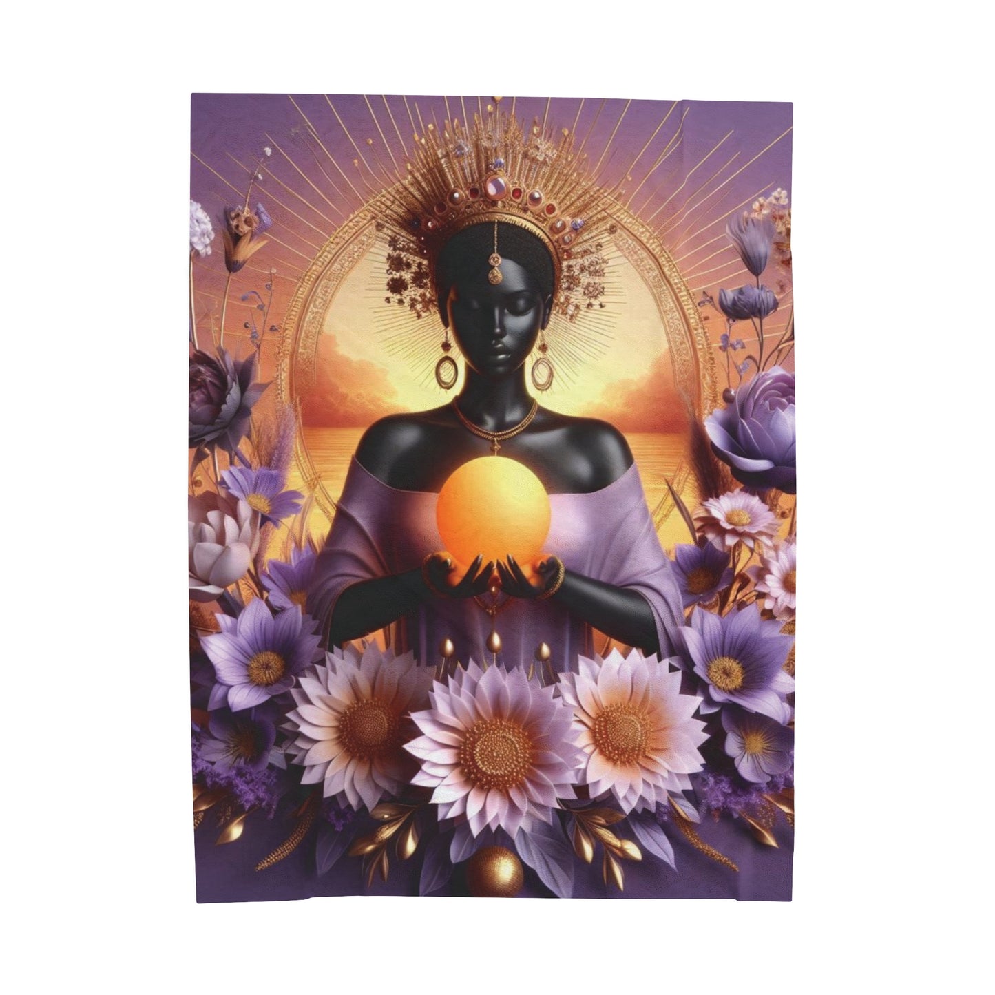 Celestial Goddess Velveteen Plush Blanket - Cozy Art for Meditation & Comfort