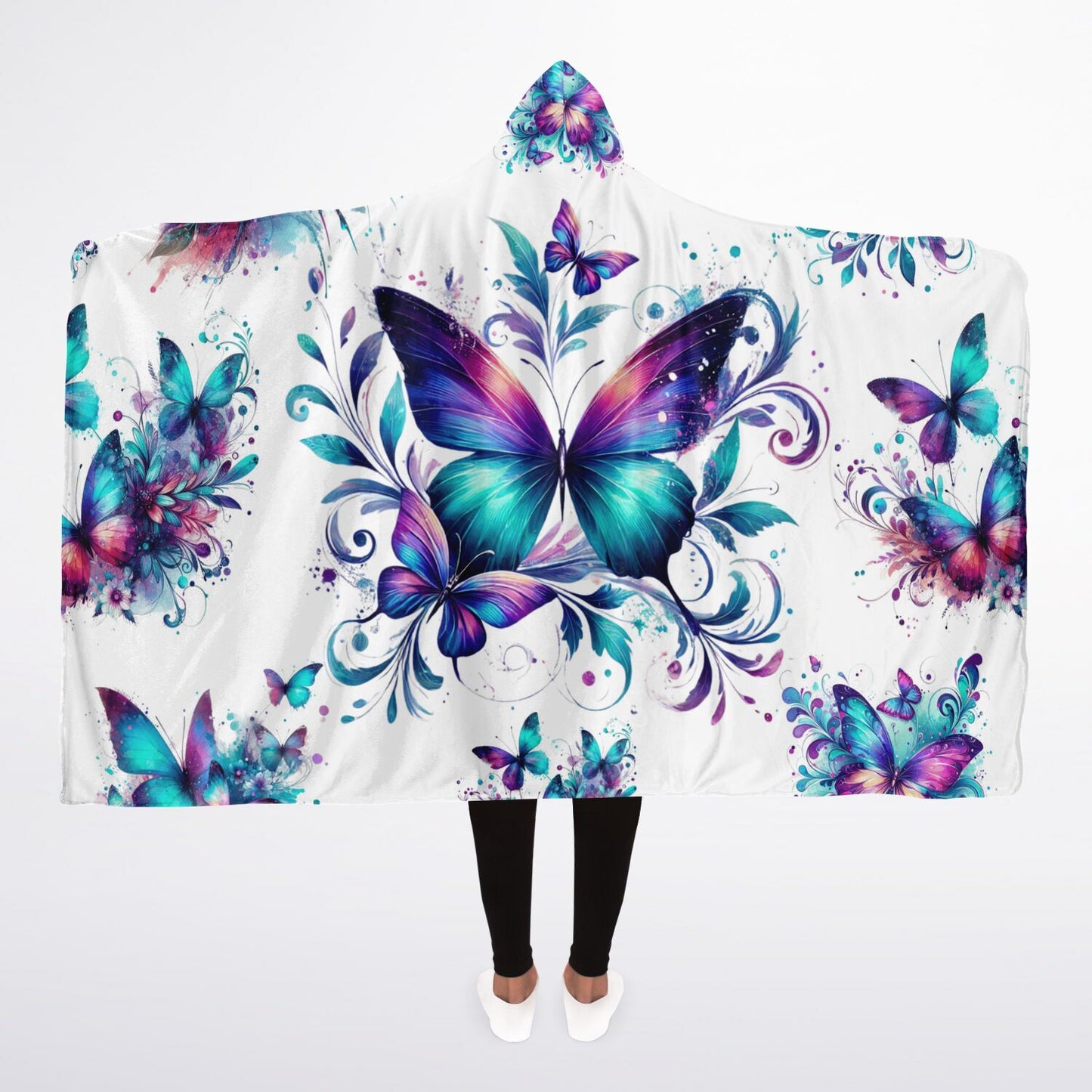 Butterfly Hooded Blanket Micro Fleece