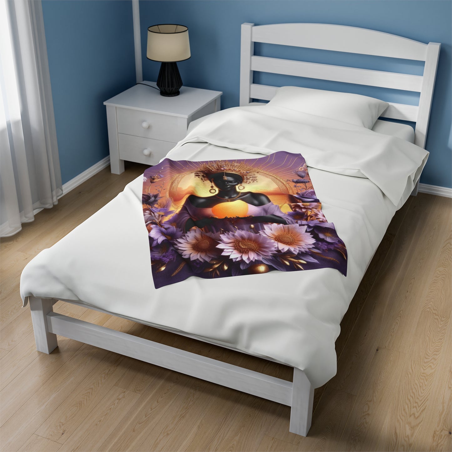 Celestial Goddess Velveteen Plush Blanket - Cozy Art for Meditation & Comfort