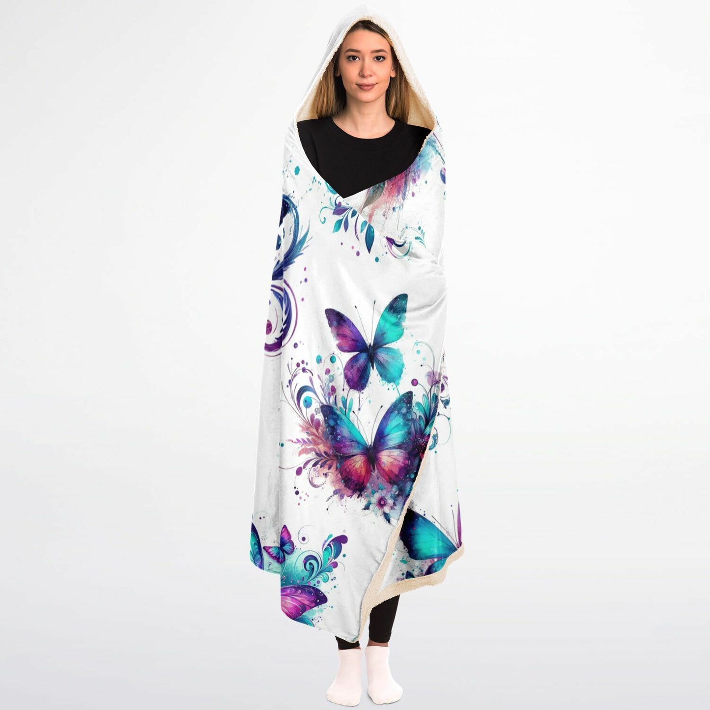 Butterfly Hooded Blanket Micro Fleece