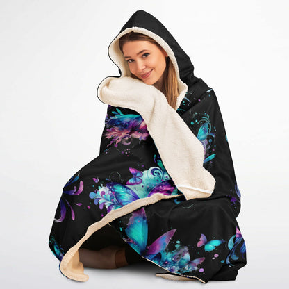 Butterfly Hooded Blanket Micro Fleece