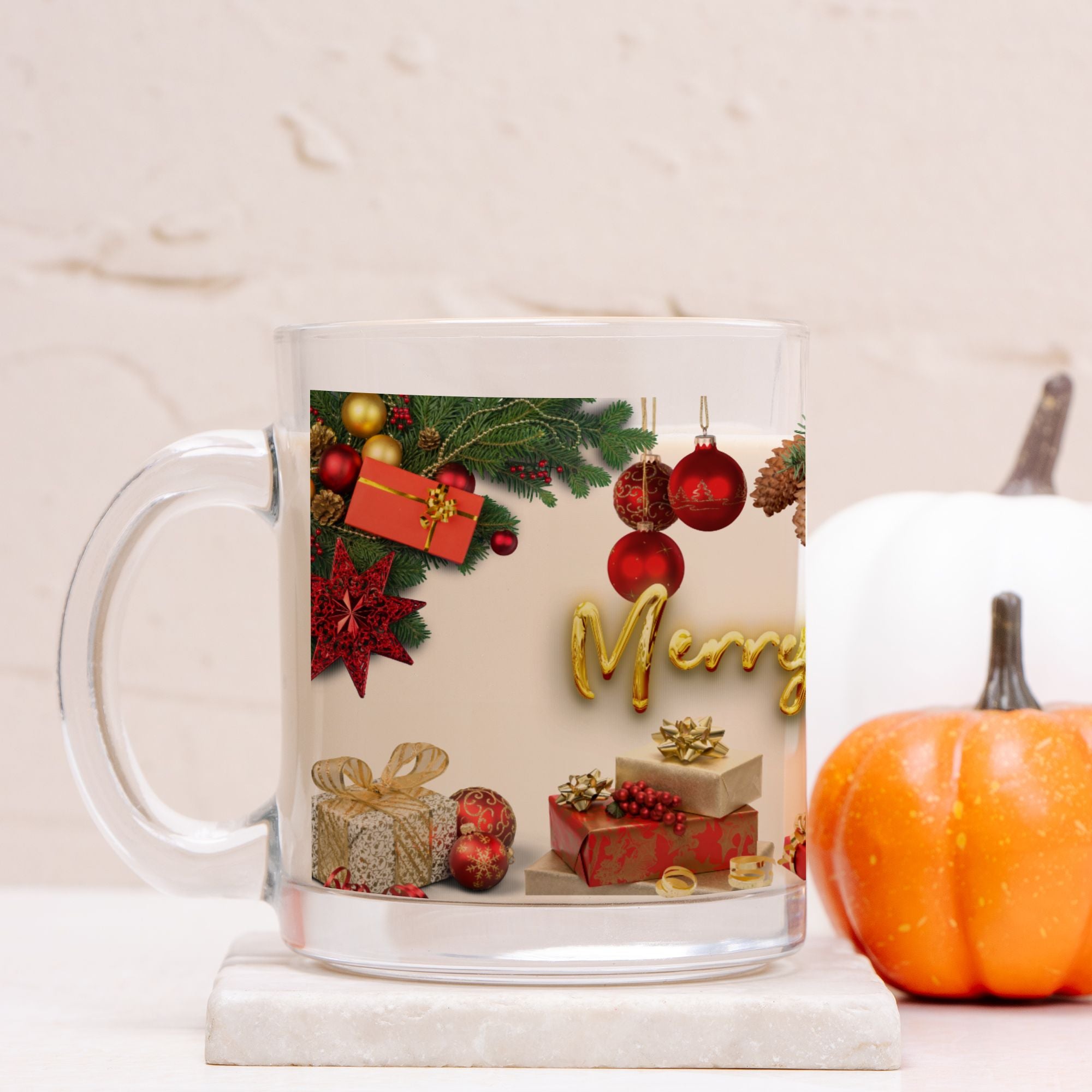 Clear Glass Christmas Mug 10oz.